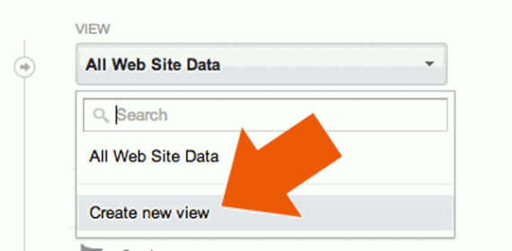 The "Create new view" link is below the list of existing views in the view dropdown menu.