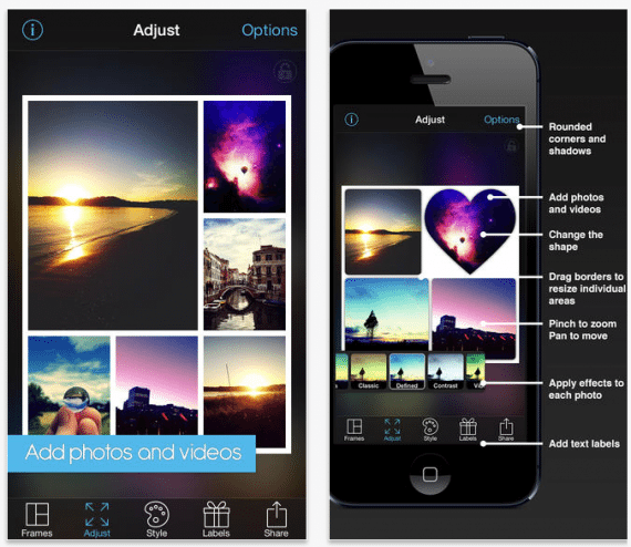 PicFrame makes it easy to create photo collages.
