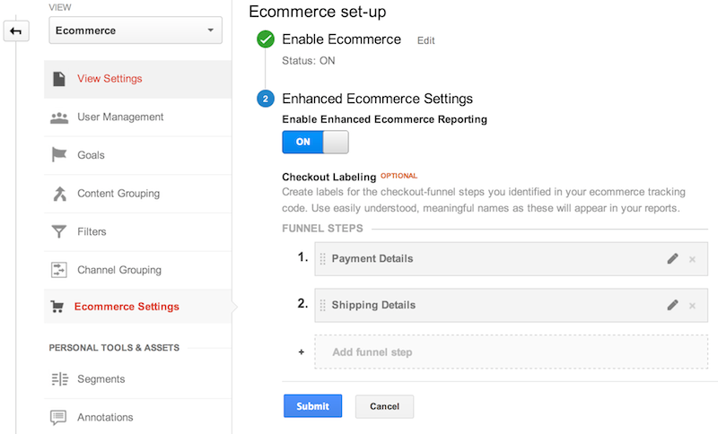 Enhanced Ecommerce helps ecommerce businesses view traffic from a granular shopping experience and product perspective.