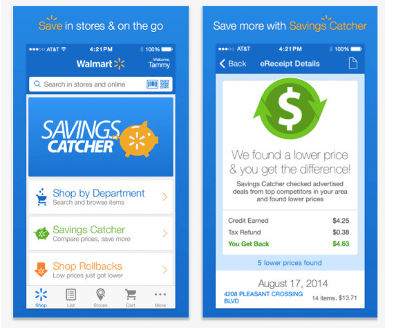 Walmart Savings Catcher, from the iTunes app store.