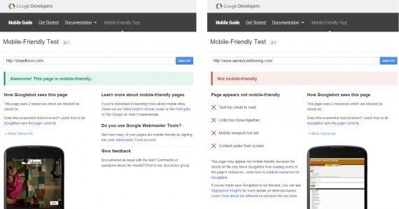 Google Mobile Friendly Test Result