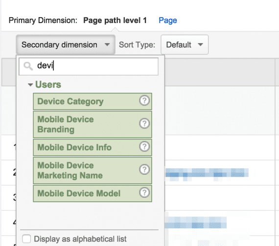 To find poor-performing  pages from mobile traffic, add a secondary dimension: "Device Category."