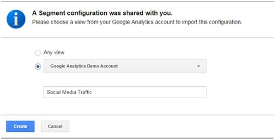 Clicking the Import button leads to a screen to confirm that you want to import the segment to your Google Analytics profile.