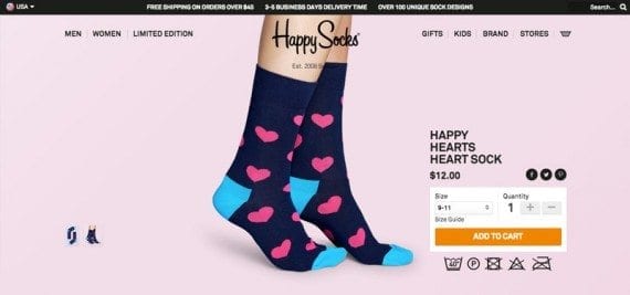 Happy Socks sells a relatively narrow line of products: socks and undergarments.