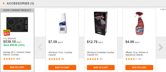 Home Depot reminds the shopper that cooktops should be cleaned regularly, and offers different products at various price points.