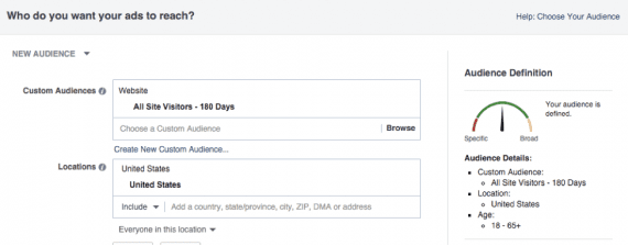 Ad targeting options for your custom audience.