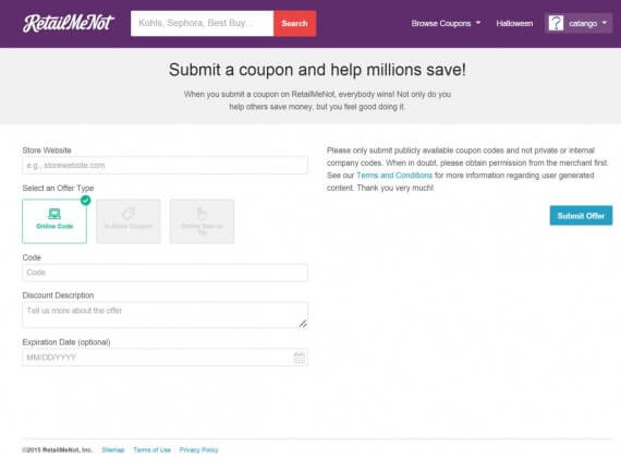 RetailMeNot enables consumers to share coupon codes and deals with other RetailMeNot members.