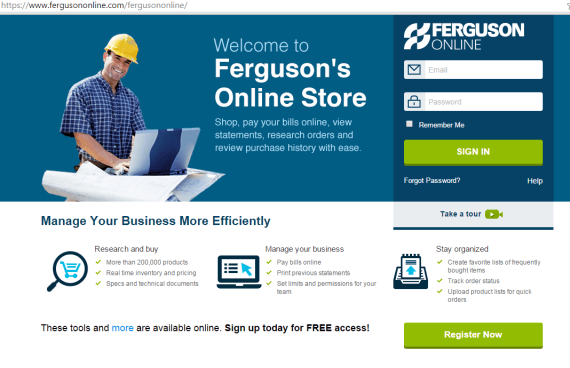 Ferguson, a plumbing supplier, allows business customers to quickly order products online, making it easier for those customers to do their jobs.