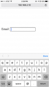 In HTML5 on a mobile browser, the "email" input keyboard defaults to text.