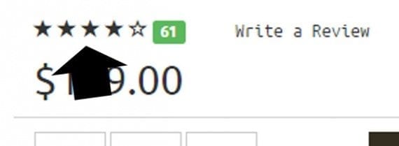 The stars in the review rating are Bootstrap glyphicons.