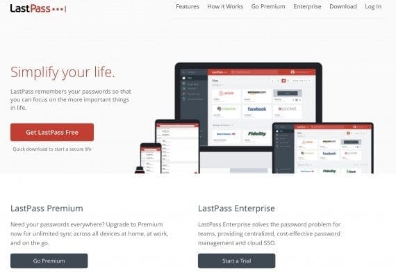 LastPass home page focuses on password storage over security