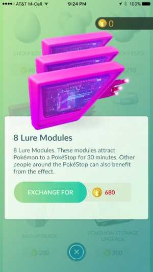 Lure Modules can be purchased with Pokécoins to attract Pokémon to a location.