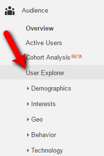 In the side menu of the Reporting tab, expand Audience > User Explorer