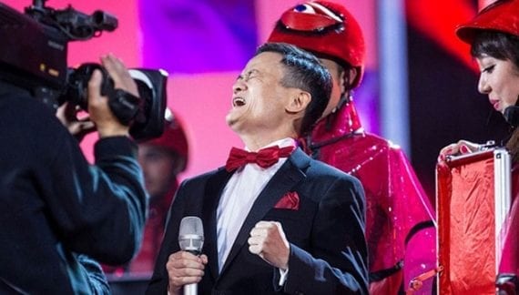 Starting in 2009, Alibaba has turned Singles Day, Nov. 11, into a shopping extravaganza. This year the total gross merchandise value of goods sold on its marketplace on Singles Day was $17.8 billion. Jack Ma, Alibaba's founder, is shown here on Singles Day 2015. <em>Image: Bloomberg.</em>