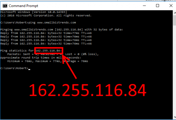 At Command Prompt on a Windows computer (or Terminal on a Mac), type the command “ping www.competitor.com” with the web address of your competitor.