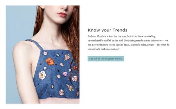 Racked, an online fashion magazine, published a simple spring fashion guide. Ecommerce merchants can do the same.