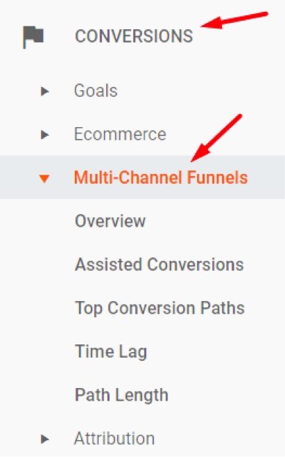 To access the Multi-Channel Funnels reports, go to Conversions > Multi-Channel Funnels.