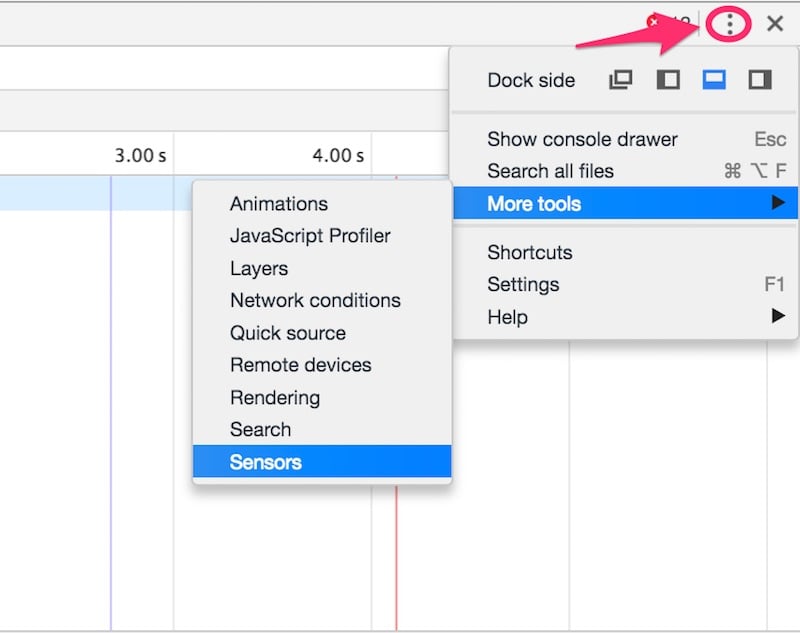 Click on More tools > Sensors to set your location to San Francisco, as long as you know the coordinates.