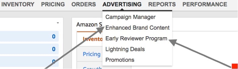 For those brands that use Fulfillment by Amazon and are enrolled in Brand Registry, there are two marketing options: "Enhanced Brand Content" and "Early Reviewer Program."