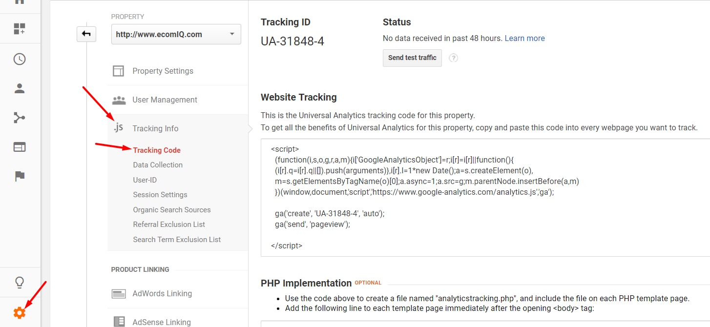 Check that your Google Analytics' tracking code is updated by going to Admin > Property > Tracking Info > Tracking Code.