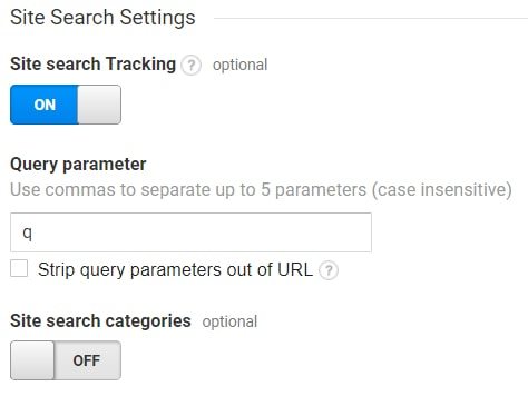 Enable site search tracking by going to the Admin > View > View Settings.