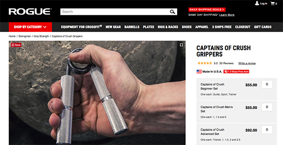 Sold in a set of three, these grip trainers are relatively small and heavy — just about perfect for a flat rate box.