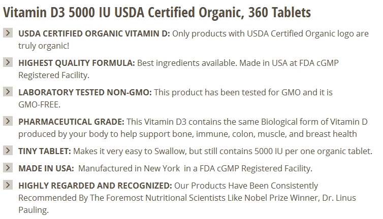 This listing from Bronson Nutritionals is easy to scan because each bullet point begins with a boldface summary of two to five words.