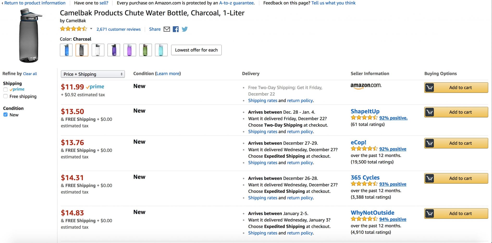 This CamelBak water bottle is offered by 22 sellers.