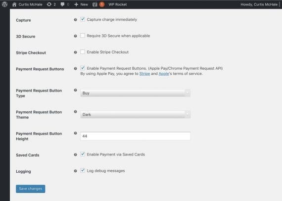 Merchants that use Stripe and WooCommerce can simply check a box to allow saved card information.