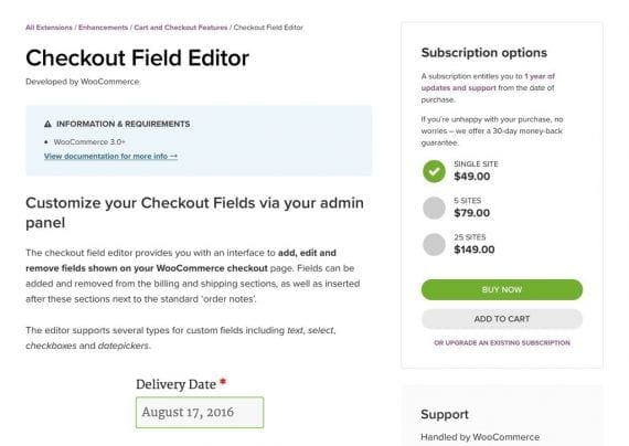 With Checkout Field Editor, WooCommerce merchants can change the labels on fields, change which fields are required, and reorder fields.