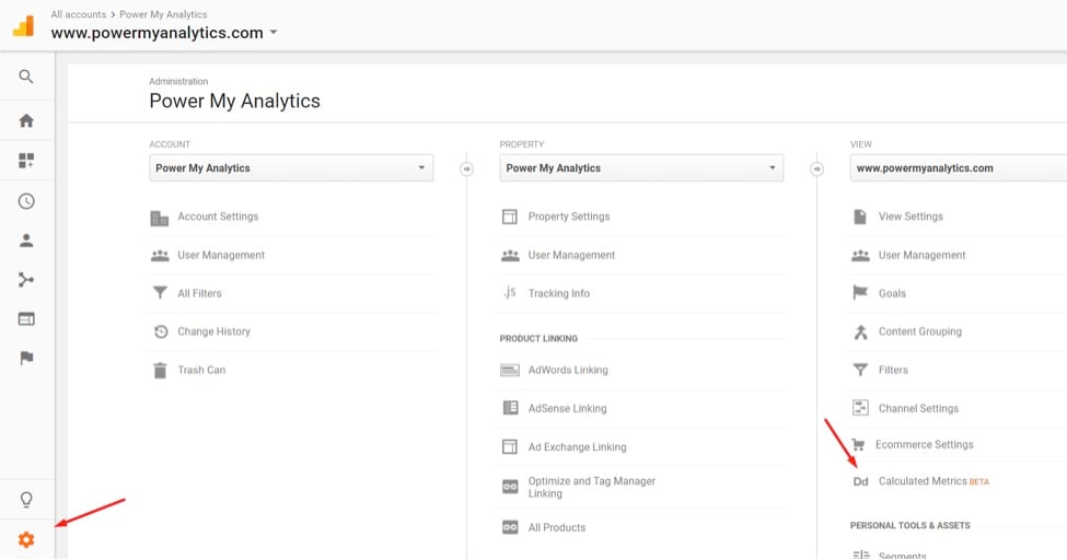 Go to Admin > View > Calculated Metrics.