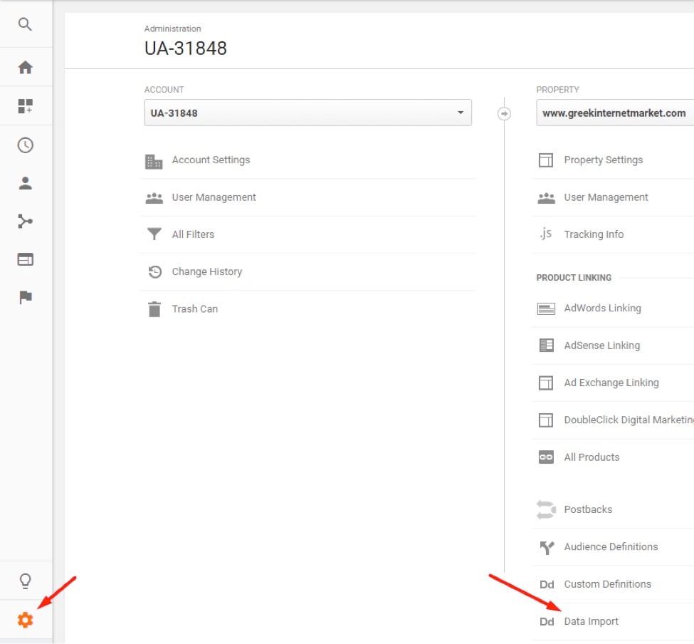 To upload data, go to Admin > Property > Data Import.