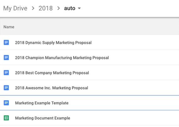 The new marketing proposals will be created in the same folder as the template.