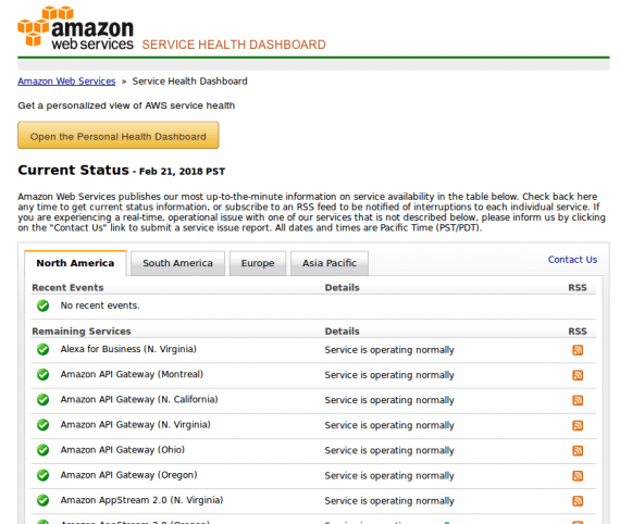 Amazon's AWS status page is among the most complex. It is helpful but it's also difficult to interpret.