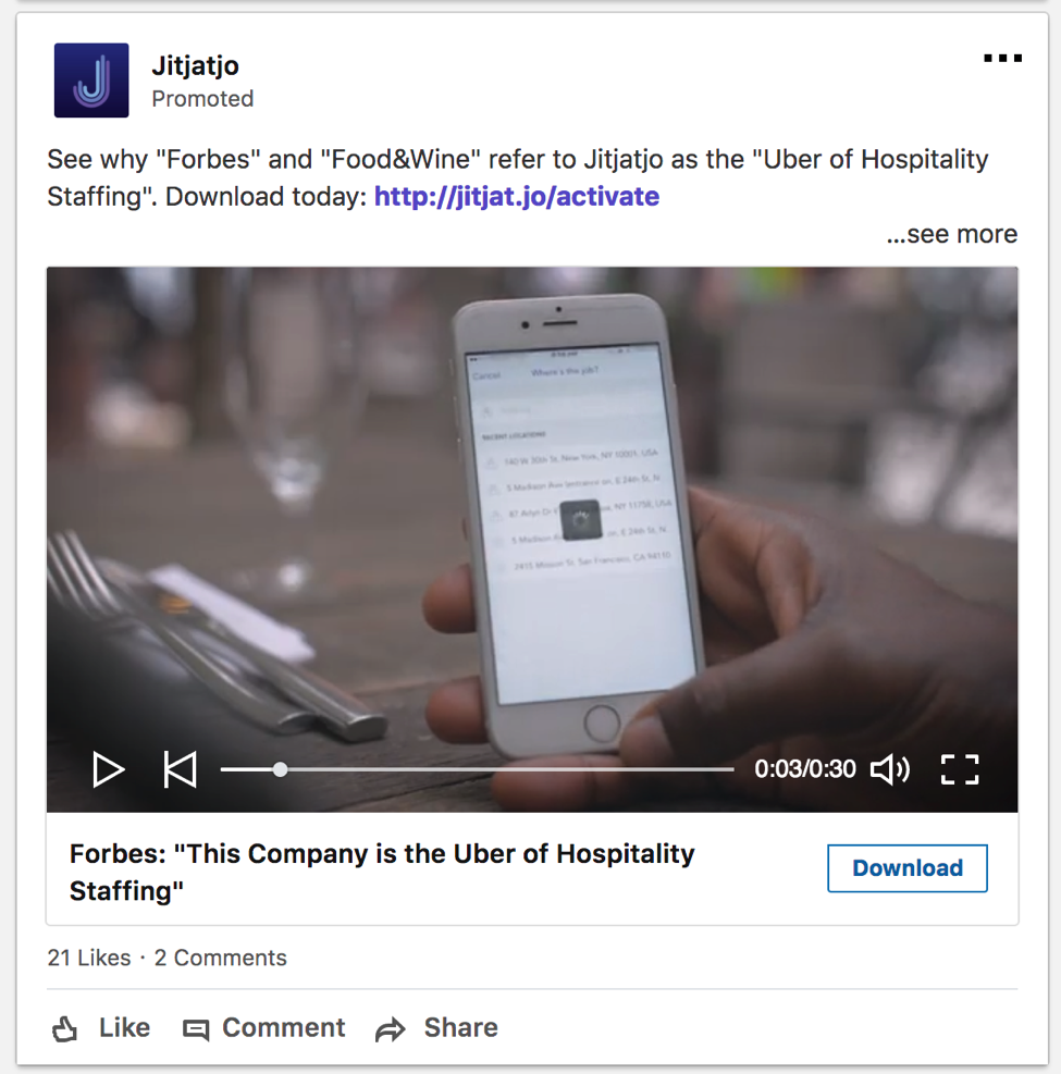 Sponsored content ad with video and a 