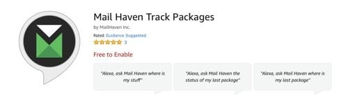 Alexa skill for Mail Haven Track Packages.