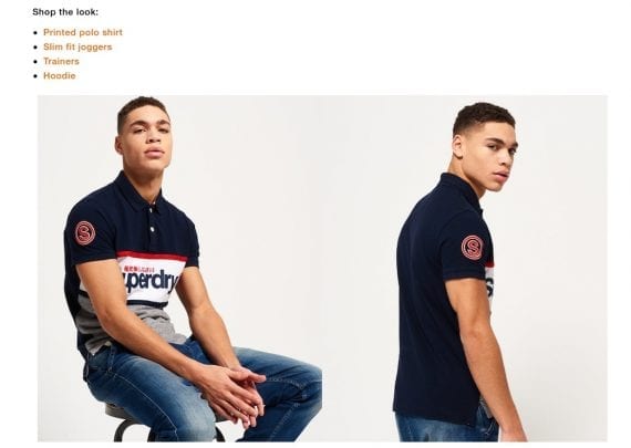 The blog for Superdry, a clothing retailer, includes a section called "Shop This Look" in a post about how to wear a polo shirt.