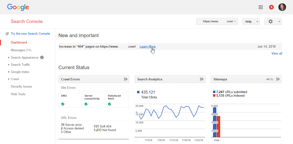 Google Search Console Dashboard