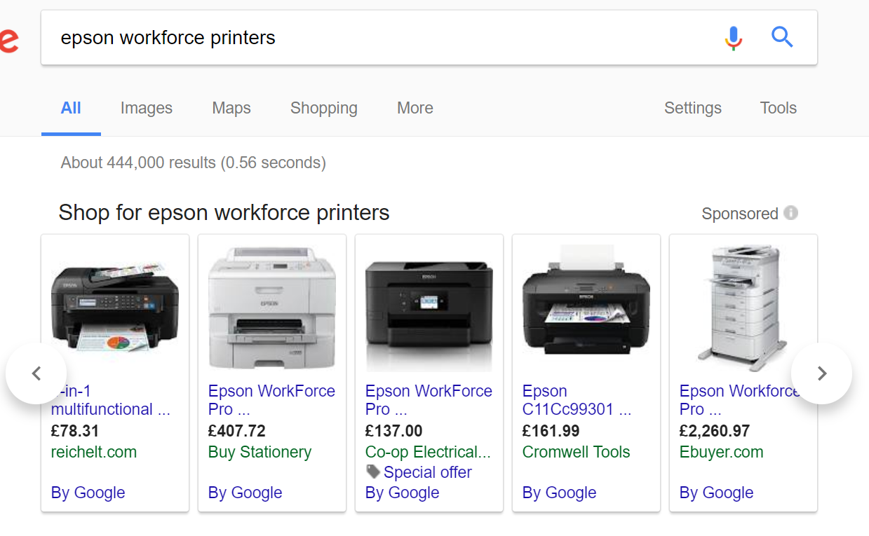 Google Shopping ads can dominate the search results for physical products.