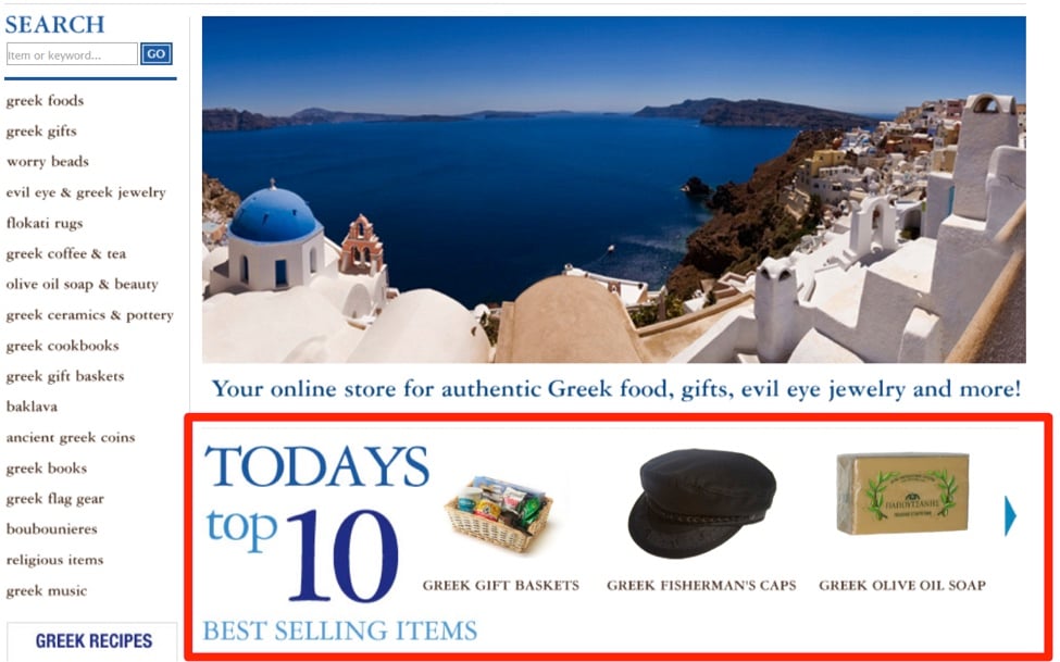 Internal Promotions can report activity on this "Todays top 10" banner — views, clicks, and sales.