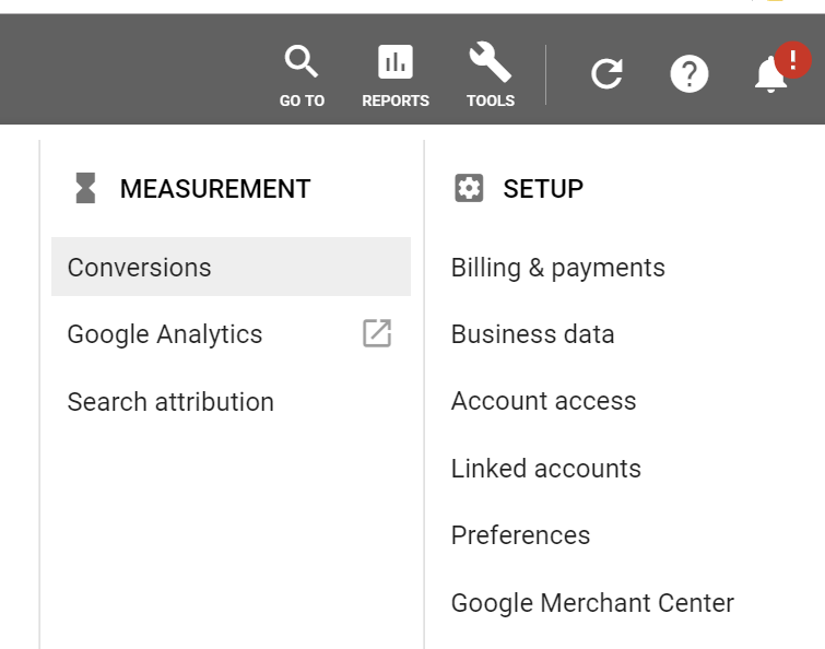 Setting up a new conversion event at Google Ads.