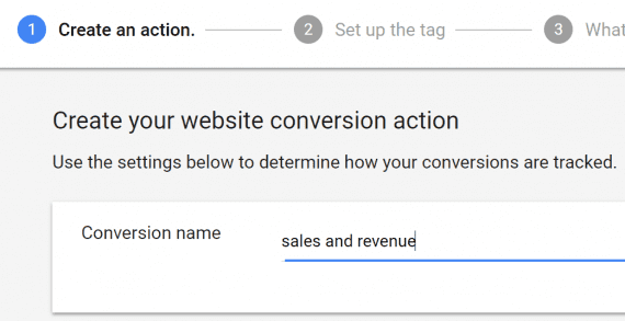 Name the website conversion action.
