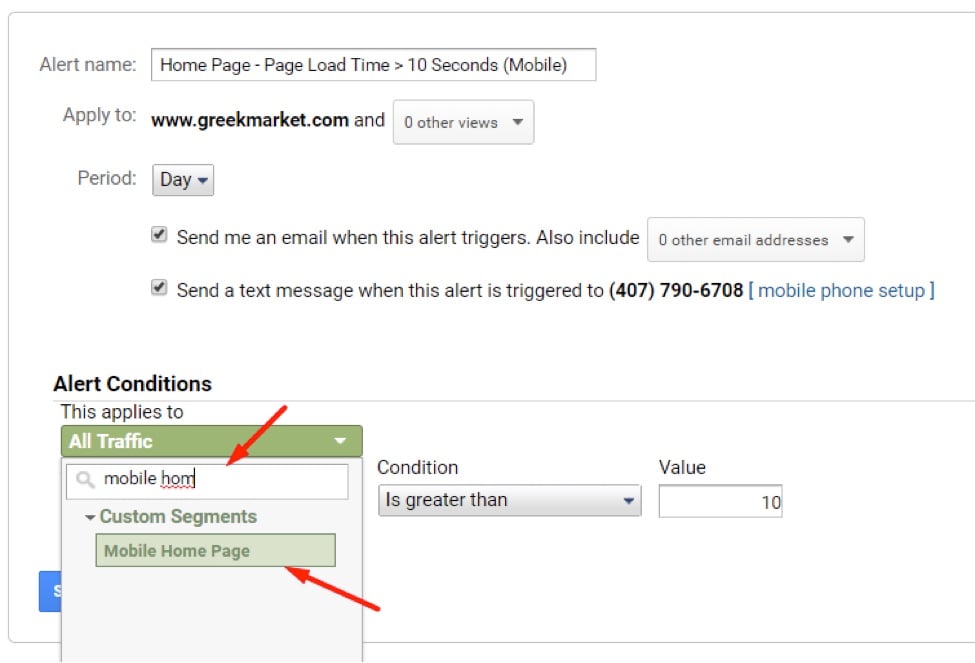 Assign conditions to Custom Alert Apply the advanced segment to the Custom Alert. Save it, and the process is complete.