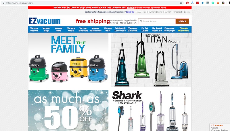 EZvacuum.com is well structured and optimized for organic search. Due to its expertise and selection, EZvacuum is a one-stop shop for research, saving consumers' time.