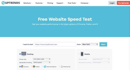 Uptrends' Website Speed Test