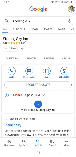 Google request a Quote button on mobile search
