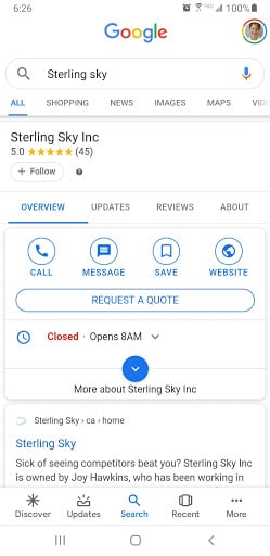 - purshoLOGY Google request a Quote button on mobile search
