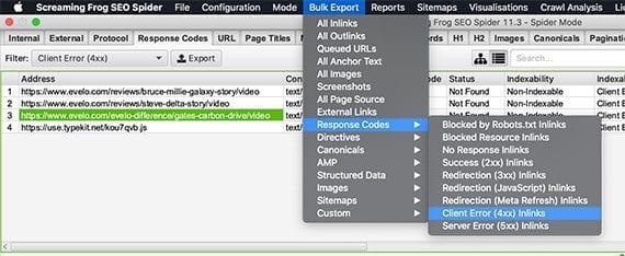 The SEO Spider includes a bulk export feature.