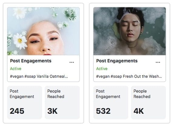 Examples of the results of boosted posts These ads encourage interaction but do not lead to site traffic or sales