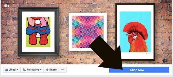 Facebook ads can be used to encourage your audience of potential customers to click the call to action button at the top of your page. For many ecommerce company's this will be a "Shop Now" button.